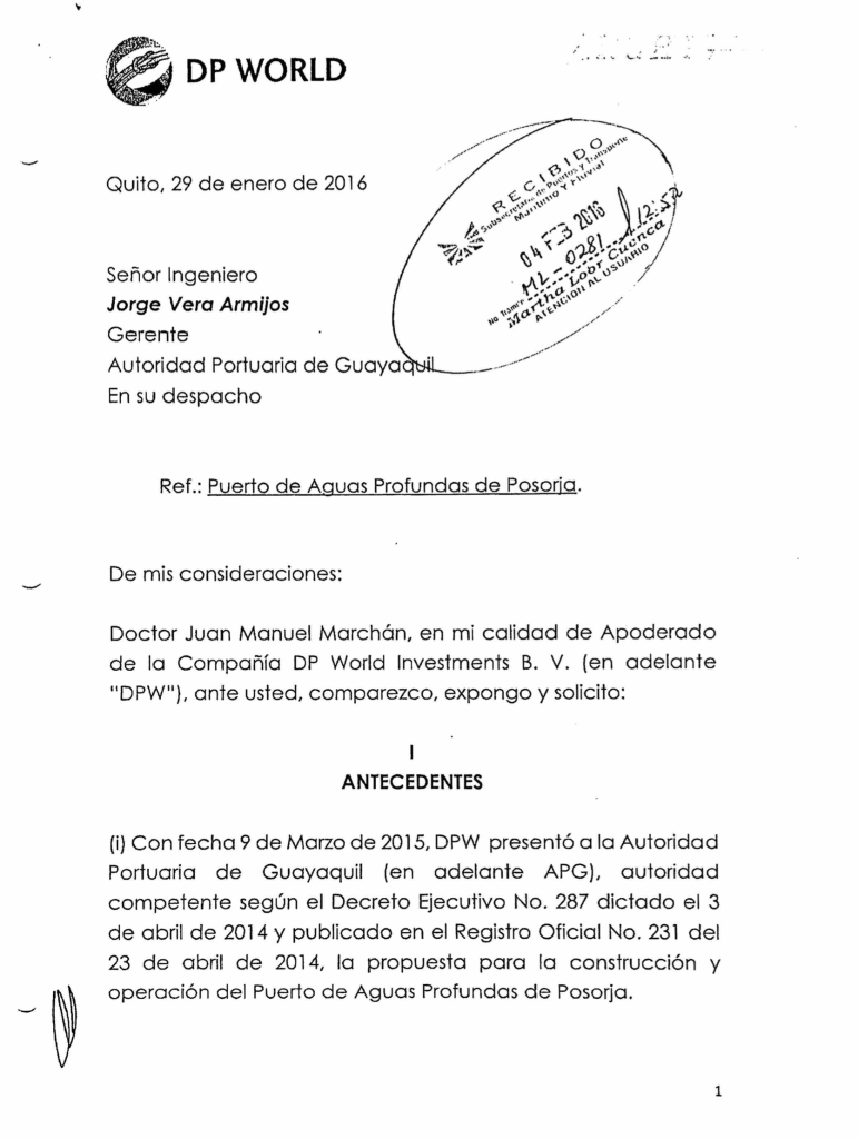 Este documento, elaborado por DP World, establece la "lista de deseos" del gobierno de Dubai, para proceder con las negociaciones